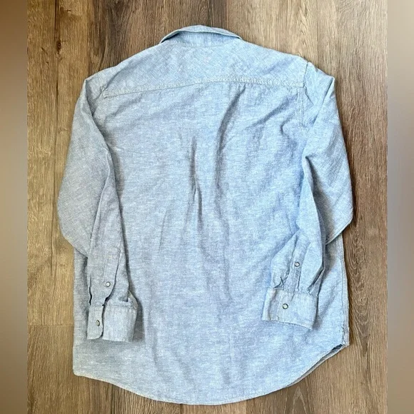 American Rag Light Blue-Gray Casual Button-Down Shirt - Picture 7 of 8